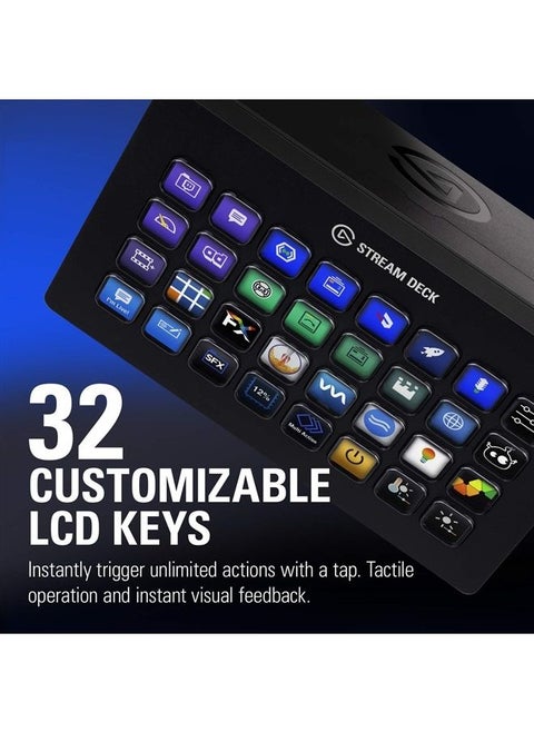 Stream Deck XL – Advanced Studio Controller, 32 macro keys, trigger actions in apps and software like OBS, Twitch, ​YouTube and more, works with Mac and PC