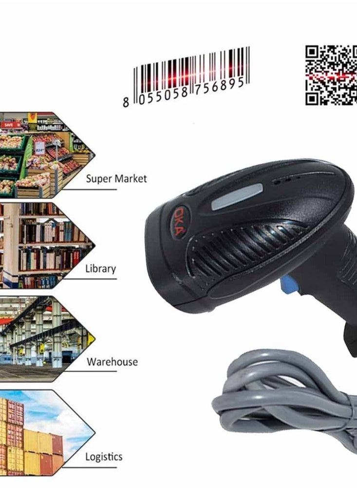 OKA High Quality Wired Laser Barcode & QR Code Scanner - 2D/BBH200  - Image 5