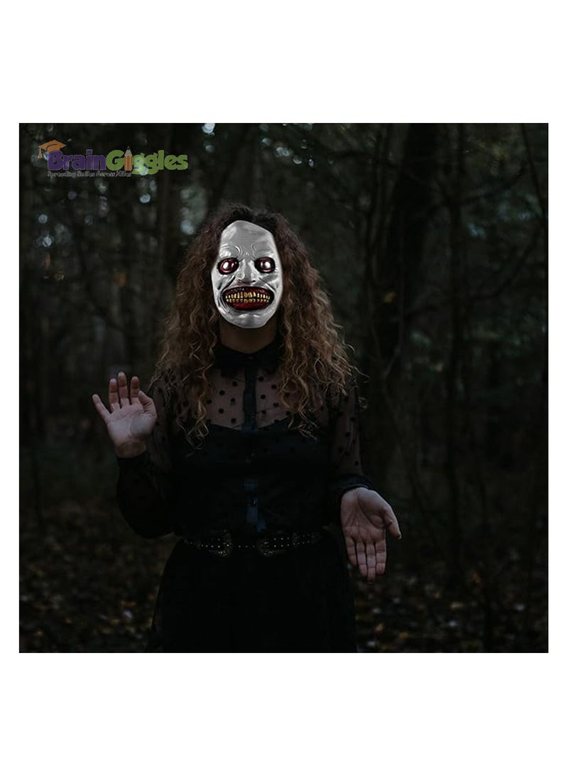 Brain Giggles BrainGiggles Scary Creepy Halloween Mask, Durable, Adjustable Full Face Halloween Costume Mask for Men & Women, Masquerade & Halloween Cosplay Party Face Cover for Adults, (Creepy Mask) - Image 5