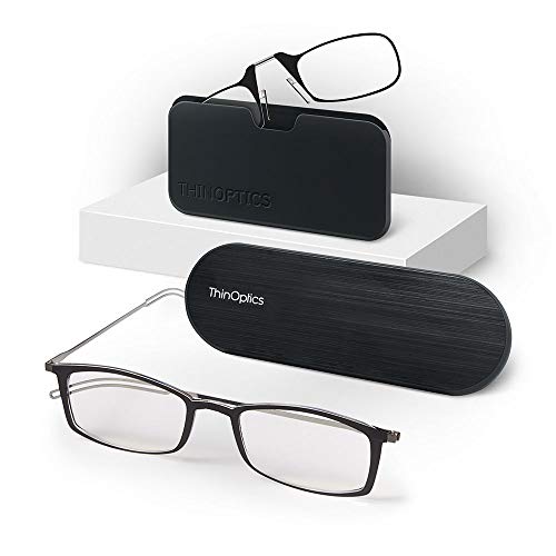 ThinOptics Gift Set | Frontpage Brooklyn + Universal POD Rectangular Reading Glasses, Black, 44 mm + 2 - Image 2