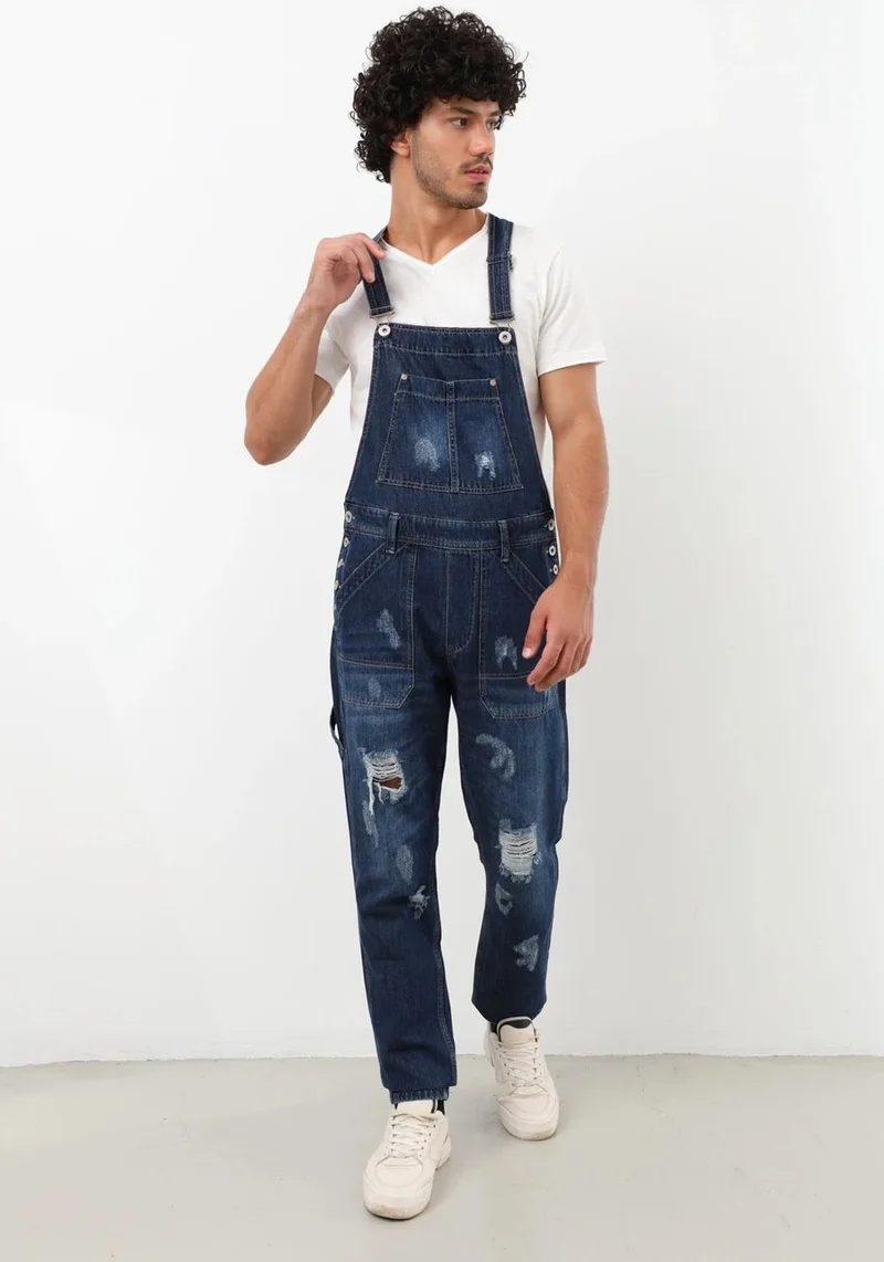 Bny Jeans Men's Jean Overalls Trousers Navy Blue