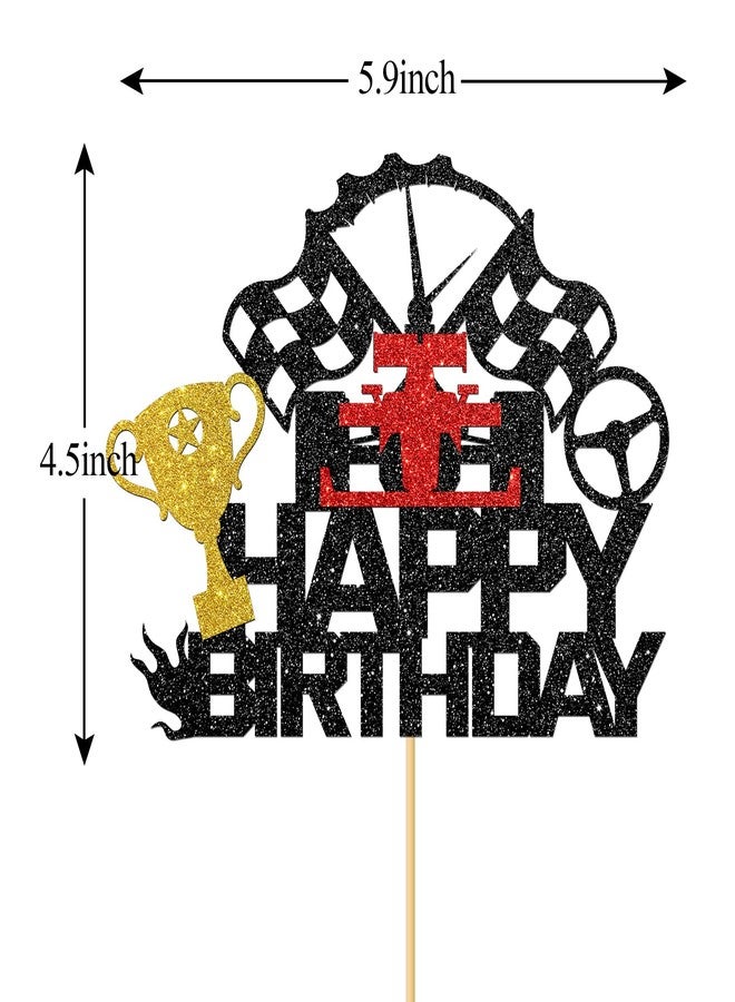 MonMon & Craft Race Car Happy Birthday Cake Topper/Racing Cake Decor/Fast One Birthday/Baby Shower Adults Bday Party Decorations (Race Car) - Image 2