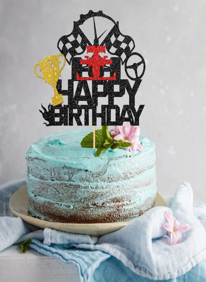 MonMon & Craft Race Car Happy Birthday Cake Topper/Racing Cake Decor/Fast One Birthday/Baby Shower Adults Bday Party Decorations (Race Car) - Image 4