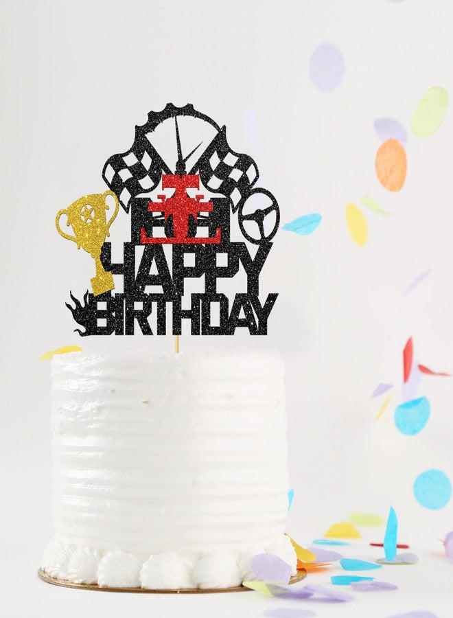 MonMon & Craft Race Car Happy Birthday Cake Topper/Racing Cake Decor/Fast One Birthday/Baby Shower Adults Bday Party Decorations (Race Car) - Image 5