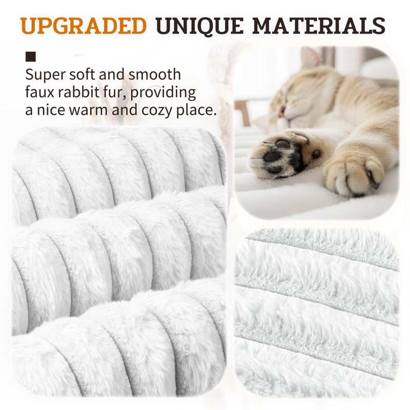NWK Pack of 4 Fluffy Self Warming Cat Mat, Cat Blanket, Thermal Dog Mat, Washable, Non-Slip Bottom for Sofa & Crate & Kennel & Car Seat (Creamy White, Small (19'' X 15'' X 0.7'')) - Image 2