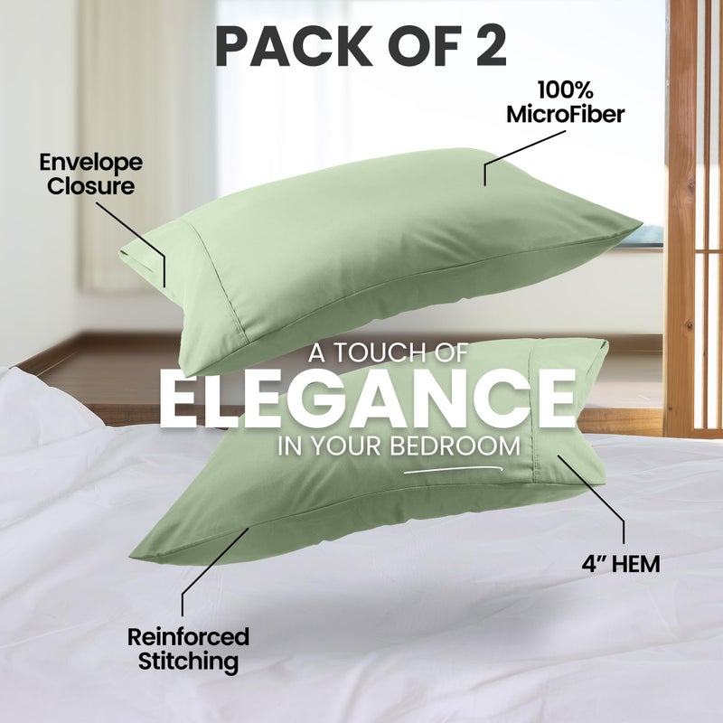 Utopia Bedding Pillow Cases King Size 2-Pack - Soft Brushed Microfiber - Envelope Closure - Perfect for Hospitals, Hotels, Guest Rooms - Oeko-TEX Certified, 20x40 Inches (Sage) - Image 5