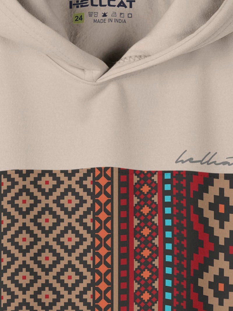 HELLCAT Color Blocked Cotton Blend Hoodie Sweatshirt For Boys, Beige, 11-12 Years - Regular - Image 4