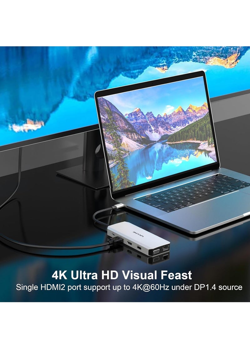 Generic - Wavelink USB C Hub Charging Dock 12 in 1 Triple Display Dual Display with 2 HDMI VGA 100W PD Ethernet 5 Audio SD/TF Card Reader for Mac/Dell/Acer/HP/Asus/Steam Deck/ROG Ali/Lenovo Laptop - Image 1