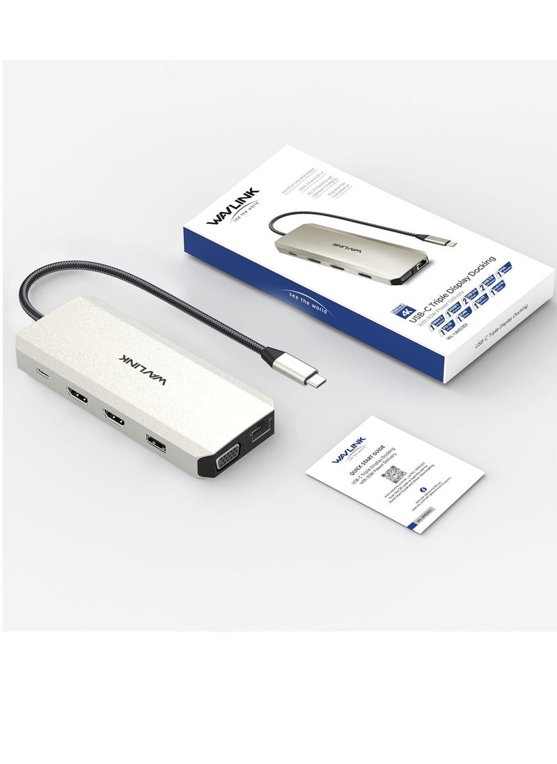 Generic - Wavelink USB C Hub Charging Dock 12 in 1 Triple Display Dual Display with 2 HDMI VGA 100W PD Ethernet 5 Audio SD/TF Card Reader for Mac/Dell/Acer/HP/Asus/Steam Deck/ROG Ali/Lenovo Laptop - Image 1