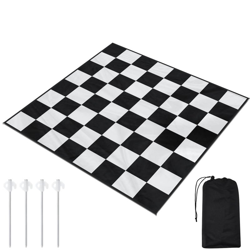 Yuxung 9x9ft Giant Chess Game Mat Nylon Board Mat for Outdoor with 4 Ground Nails and Storage Bag Compatible with 25 37 49 Inch Giant Chess Sets and 10 Inch Large Checkers Checker Not Included - Image 3