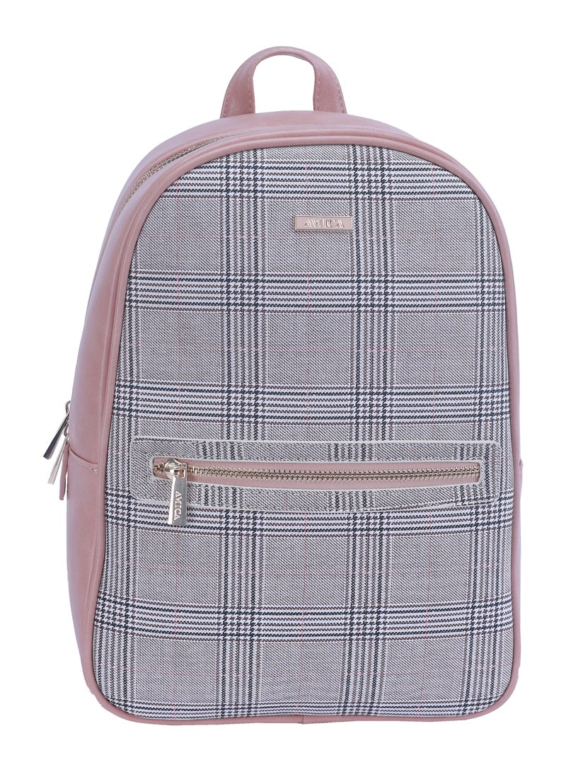 AMICA Eva Pink Compact Plaid Women's Backpack Bags - Image 1