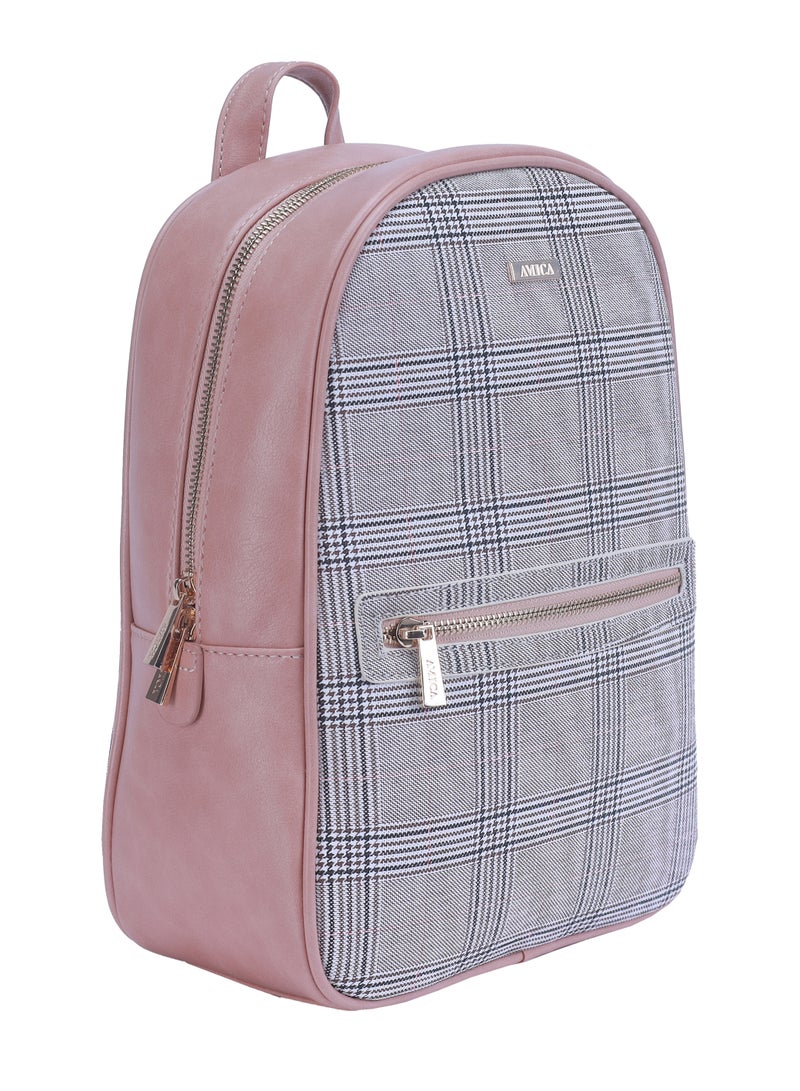 AMICA Eva Pink Compact Plaid Women's Backpack Bags - Image 2