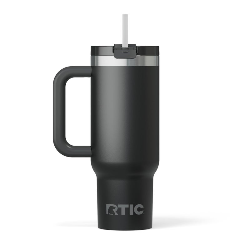 RTIC 30 oz Road Trip Tumbler DoubleWalled Ceramic Lined InsulatedStainless Steel Portable Travel Coffee Mug Cup with Lid Handle and Straw Black