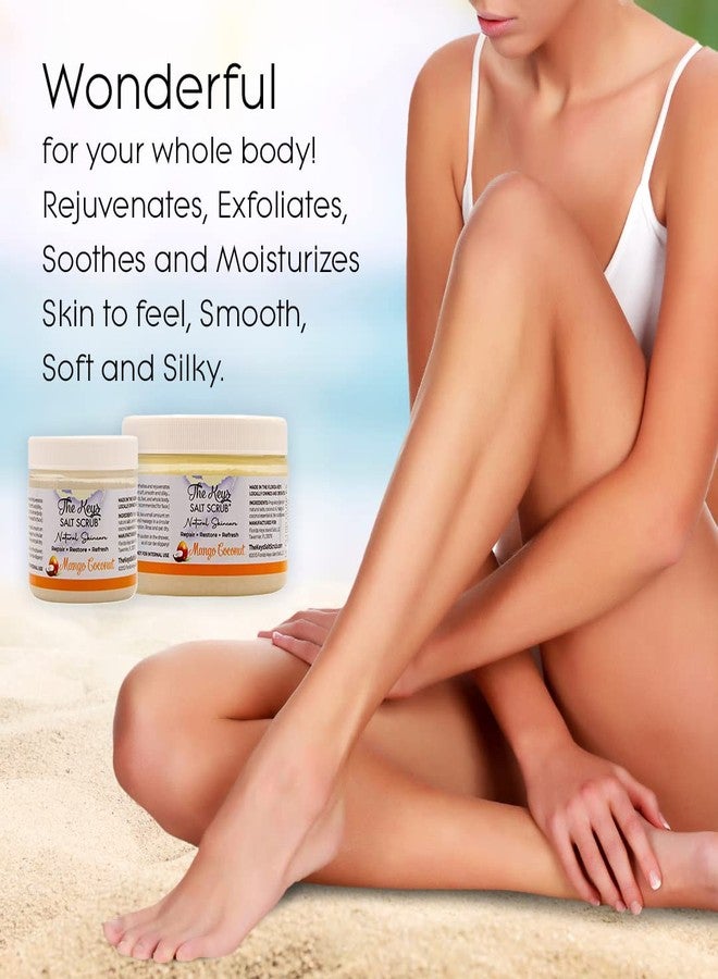 The Keys Salt Scrub -Sea Salt Scrub - Exfoliating Body Scrub with Wooden Spoon - Moisturizing Exfoliator for Hands, Foot, Bath, (Mango Coconut) (12 Fl Oz (Pack of 1), Mango Coconut) - Image 5