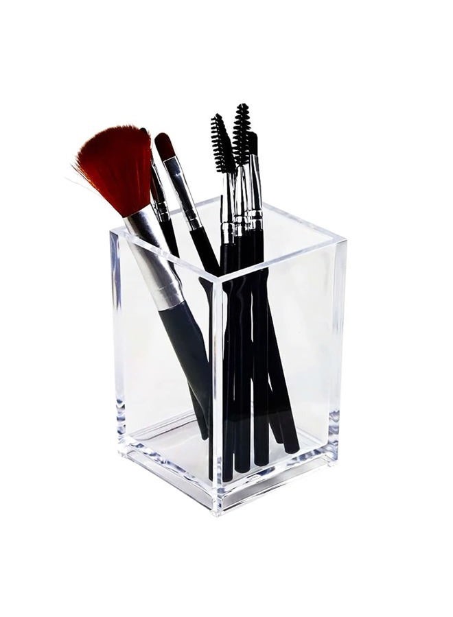 HSYMQ Clear Acrylic Pencil Pen Holder Cup, Clear Makeup Brush Holder, Acrylic Desk Accessories, Stationery Organizer for Office Desk Accessory - Image 2