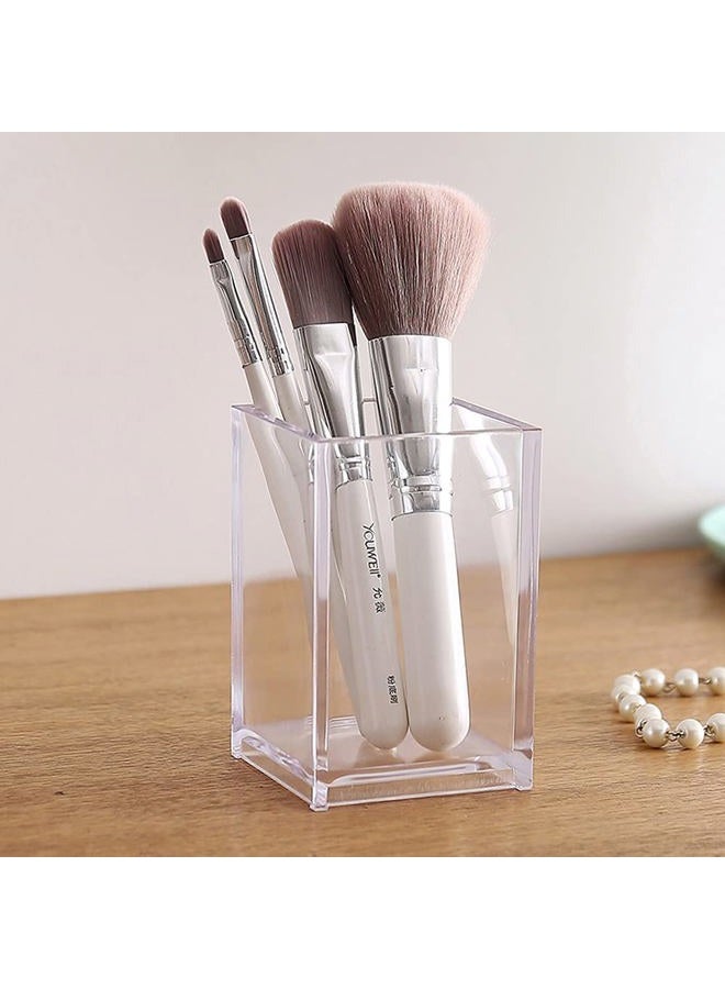 HSYMQ Clear Acrylic Pencil Pen Holder Cup, Clear Makeup Brush Holder, Acrylic Desk Accessories, Stationery Organizer for Office Desk Accessory - Image 3