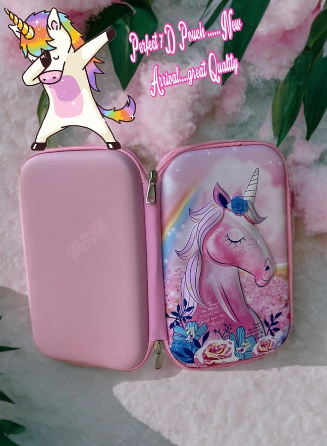 MSGH Design 7D Big Size Multipurpose Hardtop Pencil Pouch for Boys & Grils (UNI Pink) - Image 3