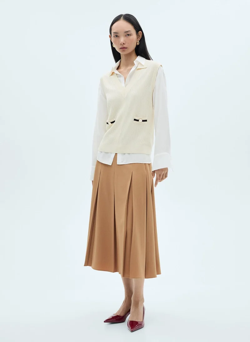 MANGO Godet Midi Skirt