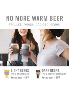 Host Host Freeze Beer 16 ounce Freezer Gel Chiller Double Wall Plastic Frozen Pint Glass, Black & Grey-Set of 4  - Image 2
