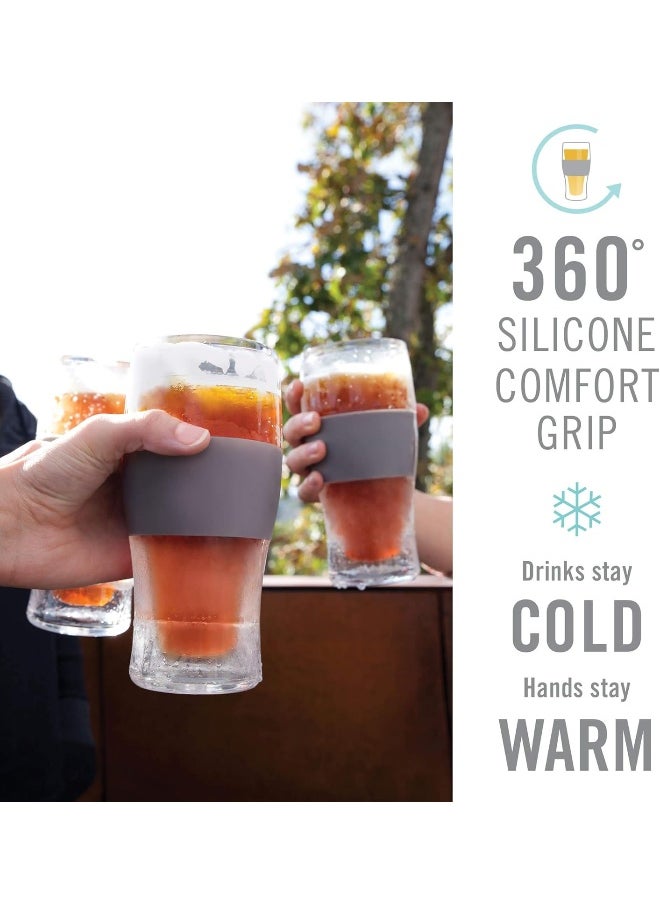 Host Host Freeze Beer 16 ounce Freezer Gel Chiller Double Wall Plastic Frozen Pint Glass, Black & Grey-Set of 4  - Image 4