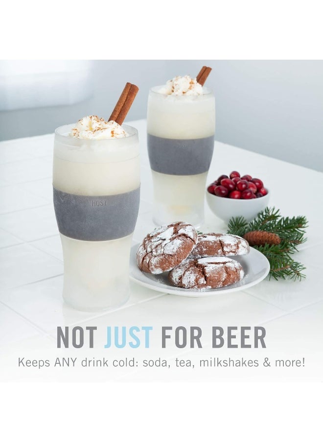 Host Host Freeze Beer 16 ounce Freezer Gel Chiller Double Wall Plastic Frozen Pint Glass, Black & Grey-Set of 4  - Image 5