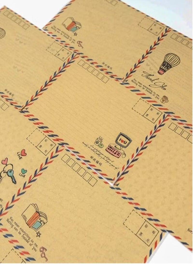 Generic 8 Pieces Vintage Envelope gift card Postcard Letter Airmail Vintage Kraft Envelope  - Image 2