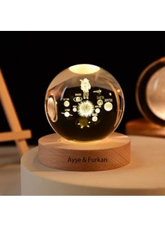 Keyfim Shop Large Illuminated Wooden Base Space Themed Glass Globe 8cm  - Image 2