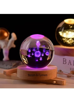 Keyfim Shop Large Illuminated Wooden Base Space Themed Glass Globe 8cm  - Image 1