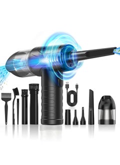 SYOSI SYOSI Compressed Air Duster, 3-Gear Adjustable 100,000RPM Air Duster, Handheld 2 in 1 Air Duster & Vacuum Cleaner, Portable Mini Air Duster Kit with LED Light for Car, PC, Keyboard, Carpet  - Image 1