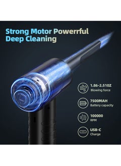 SYOSI SYOSI Compressed Air Duster, 3-Gear Adjustable 100,000RPM Air Duster, Handheld 2 in 1 Air Duster & Vacuum Cleaner, Portable Mini Air Duster Kit with LED Light for Car, PC, Keyboard, Carpet  - Image 4