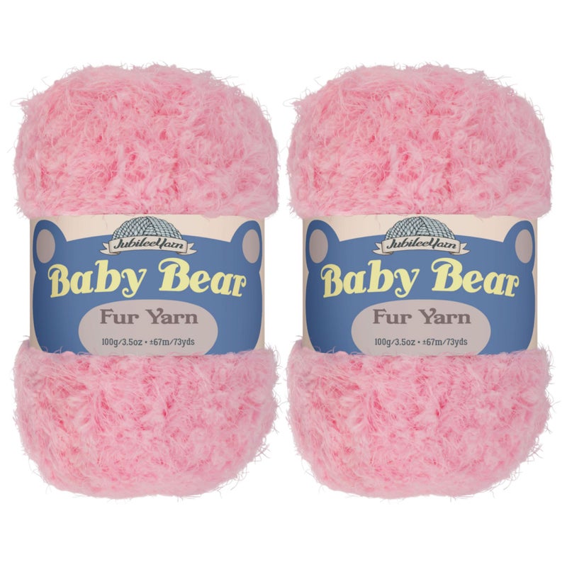 JubileeYarn Baby Bear Yarn  Chunky Weight Polyester Fur  100gSkein  Baby Pink  2 Skeins