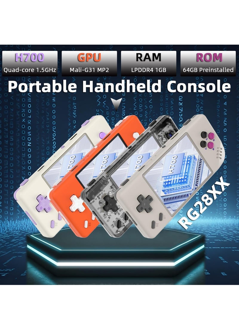 ANBERNIC  - RG28XX Handheld Game Console 2.83 inch 640*480 IPS Screen Linux System 3100mAh Video Retro Player Support HDMI Output TV 2.4G Wireless/Wired Controller Supports Music Video Player (Grey) - Image 1