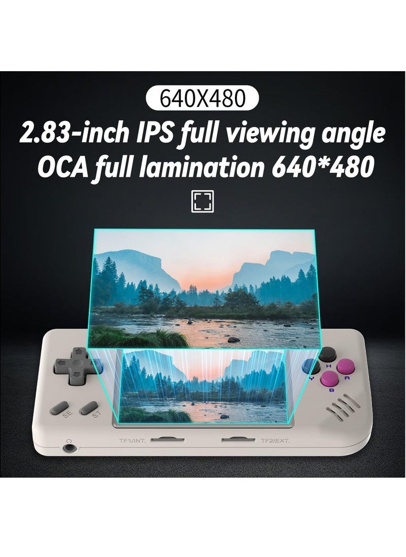ANBERNIC  - RG28XX Handheld Game Console 2.83 inch 640*480 IPS Screen Linux System 3100mAh Video Retro Player Support HDMI Output TV 2.4G Wireless/Wired Controller Supports Music Video Player (Grey) - Image 1