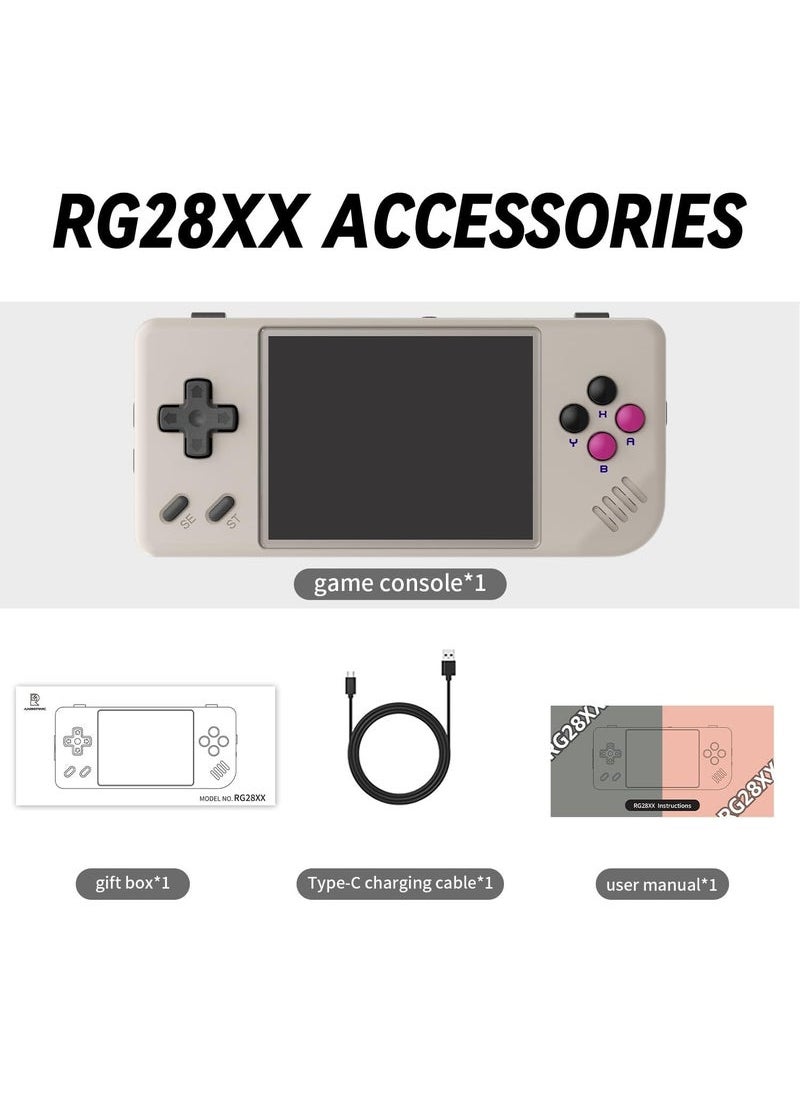 ANBERNIC  - RG28XX Handheld Game Console 2.83 inch 640*480 IPS Screen Linux System 3100mAh Video Retro Player Support HDMI Output TV 2.4G Wireless/Wired Controller Supports Music Video Player (Grey) - Image 1
