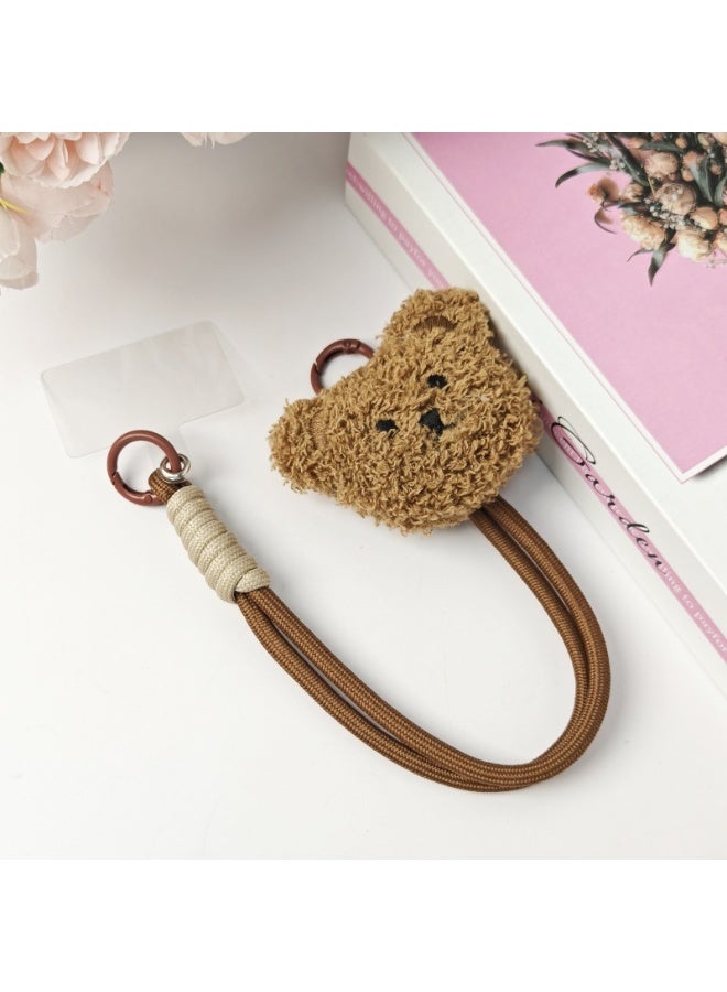 NIBEMINENT Beaded Phone Lanyard, Anti Lost Removable Wrist Strap, Cartoon Plush Bracelet Pendant, Phone Keychain Lanyard