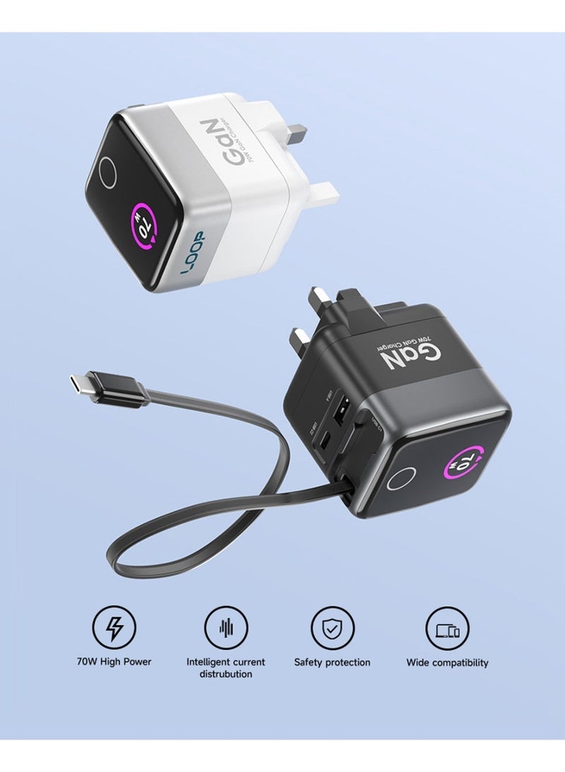 Loop 70W GaN Charger with Display - Black Grey - Image 2