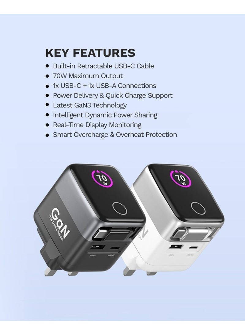 Loop 70W GaN Charger with Display - Black Grey - Image 3