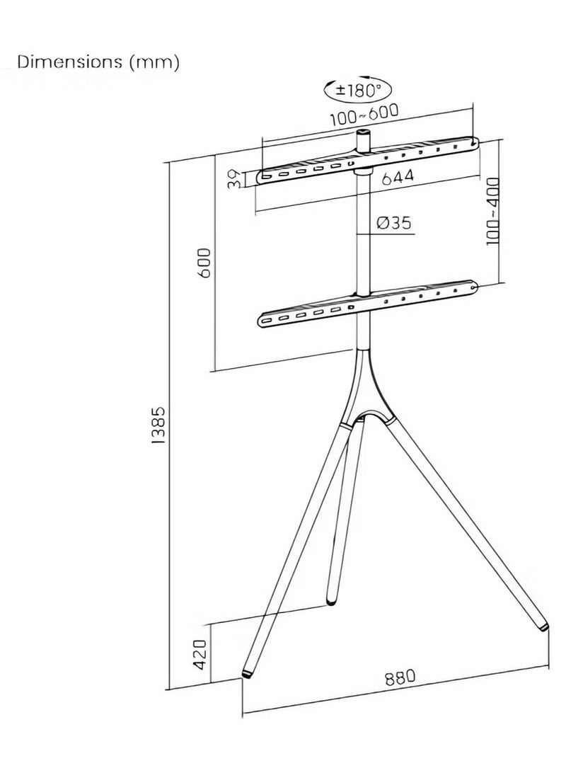 Arabest Artistic Easel Studio TV Stand Free Standing Tv Stand Portable TV Stand for 43 to 65 Inch Screen TVs TV Display Stand Height Adjustable Swivel and Wood Tripod Base Floor Standing Tv Stand tv mounts  - Image 5