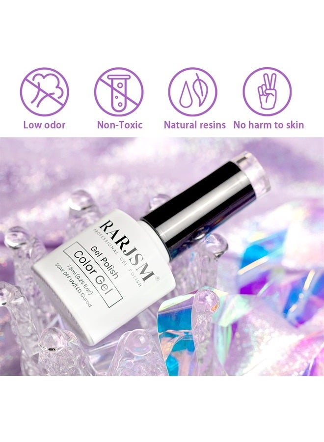 RARJSM Cat Eye Gel Nail Polish, Galaxy Chameleon Magnetic Gel Violet Purple Holographic Glitter Gel Polish Soak Off UV LED DIY Manicure Art for Salon Designs and Home DIY 7.5ML/0.26fl oz - Image 2