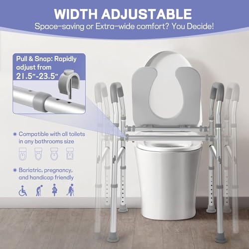 iDream Raised Toilet Seat with Handles – Padded, Adjustable Height & Width, Heavy Duty 160kg Support, Fits All Toilets, Ideal for Seniors, Bariatric, Handicap, and Post-Surgery Use - Image 2