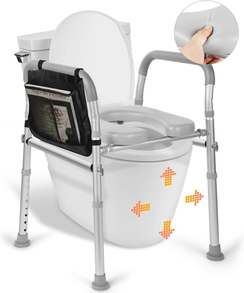 iDream Raised Toilet Seat with Handles – Padded, Adjustable Height & Width, Heavy Duty 160kg Support, Fits All Toilets, Ideal for Seniors, Bariatric, Handicap, and Post-Surgery Use - Image 1