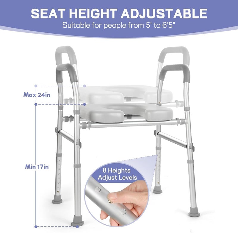 iDream Raised Toilet Seat with Handles – Padded, Adjustable Height & Width, Heavy Duty 160kg Support, Fits All Toilets, Ideal for Seniors, Bariatric, Handicap, and Post-Surgery Use - Image 3