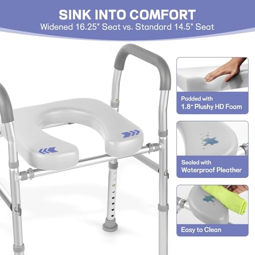 iDream Raised Toilet Seat with Handles – Padded, Adjustable Height & Width, Heavy Duty 160kg Support, Fits All Toilets, Ideal for Seniors, Bariatric, Handicap, and Post-Surgery Use - Image 4