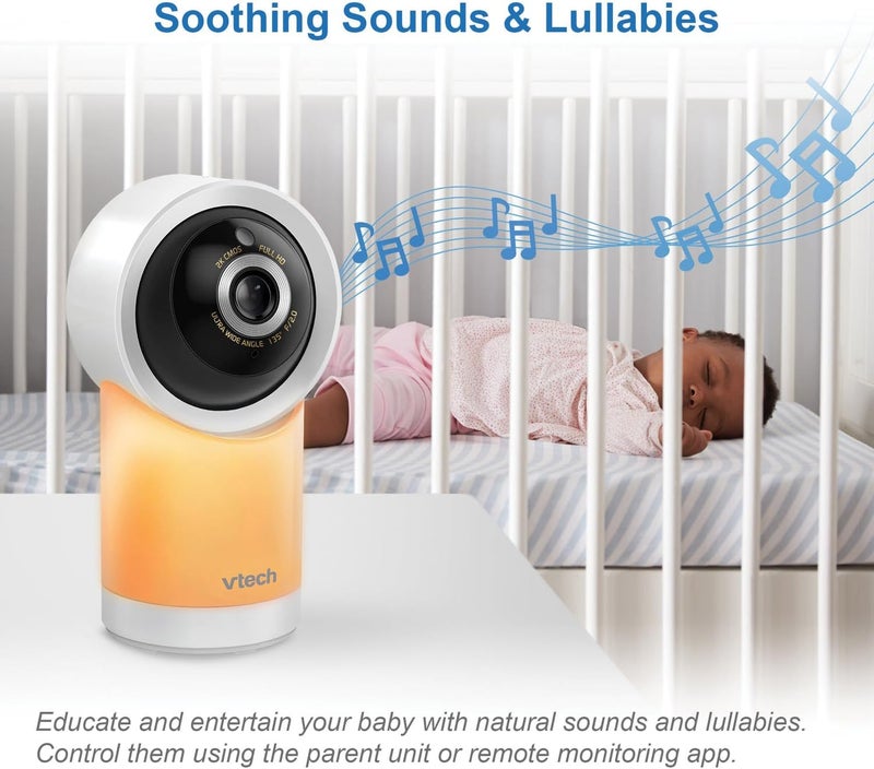 VTech RM7766-2HD Smart Wi-Fi 1080p Video Baby Monitor with 2 Cameras, 360° Pan-and-Tilt, 7 Inch Display, Night Light, and Remote Access - Image 3