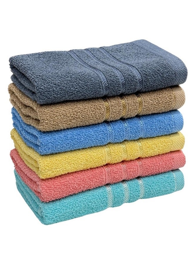 STAMIO Cotton 400 GSM Plain Hand Towel Set of 6, 14 X 21 Inch for Men, Women, Home Use, Gym, Wash Basin | Soft, Absorbent, Quick Dry, Small Size Towels, Travel Friendly | Multicolored - Image 1