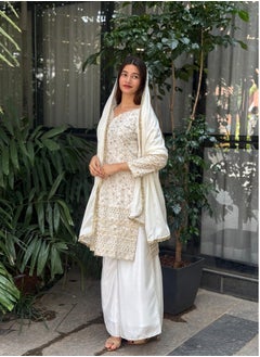 Super Asian Eid special sequence embroidery on silk fabric top and palazzo with dupatta  - Image 1
