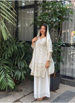 Super Asian Eid special sequence embroidery on silk fabric top and palazzo with dupatta  - Image 3