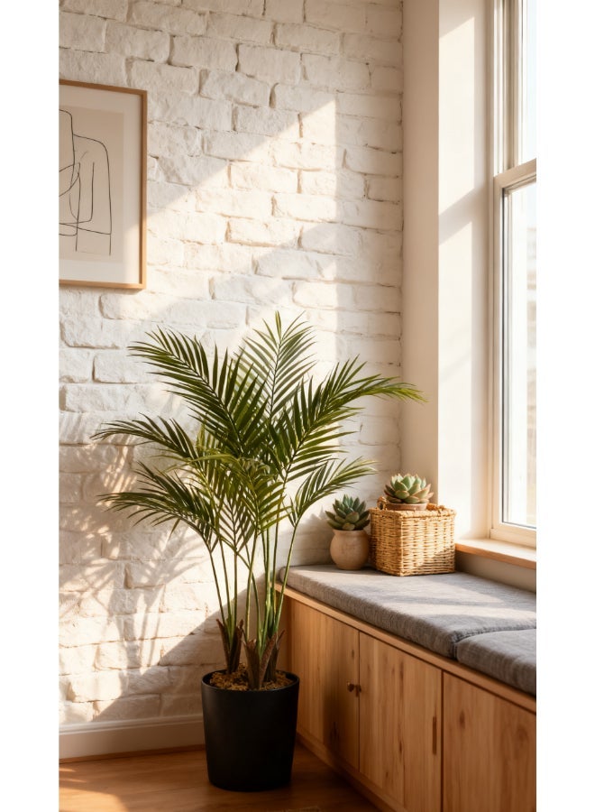Noon East Palm 100cm (3.2 ft) Tall Artificial Tree with Pot | Floor Plant with Lifelike Design & Texture - Green | Decorative Natural Texture Tree for Home, Living Room, Study & Office spaces - Image 4