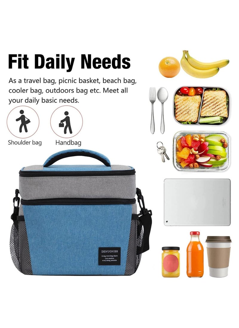 GGEROU - Insulated Lunch Bag with Adjustable Shoulder Strap,8L Dual Zippers Wide Open Lunch Tote Bag - Image 1