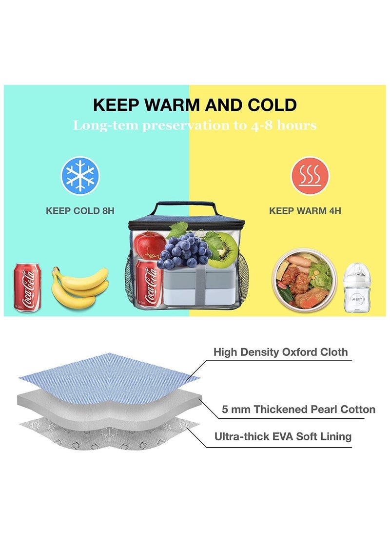 GGEROU - Insulated Lunch Bag with Adjustable Shoulder Strap,8L Dual Zippers Wide Open Lunch Tote Bag - Image 1